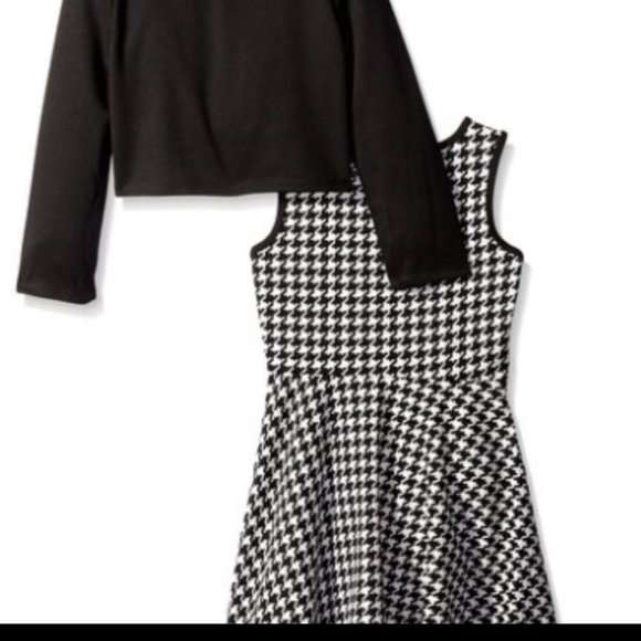 GIRLS BLACK AND WHITE HOUNDSTOOTH PAGEANT INTERVIEW DRESS SUIT NWT - Picture 3 of 5